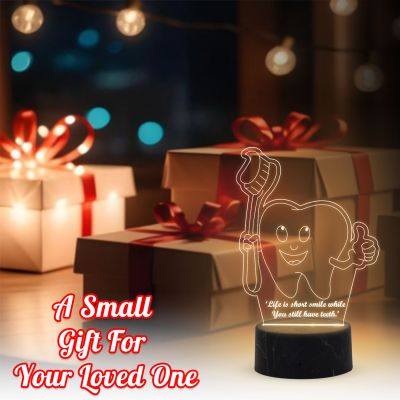 3D iIlusion Teeth Brush Night lamp with Warm White Colour Funny Dental Desk lamp